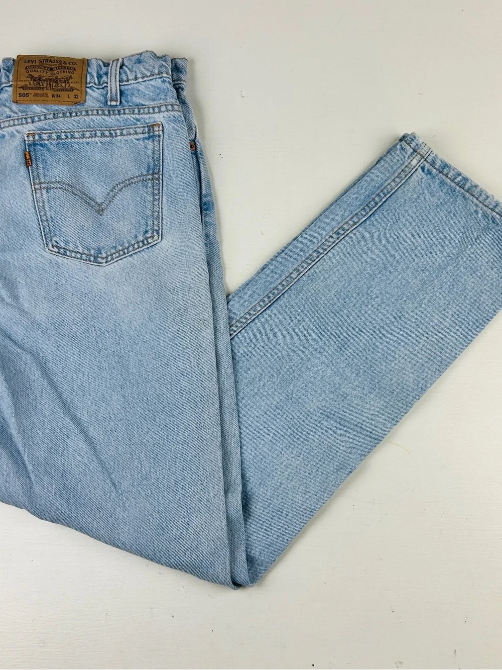 Vintage 1995 Levis 505 Straight Leg Orange Tab Denim Jeans Mens 32x32